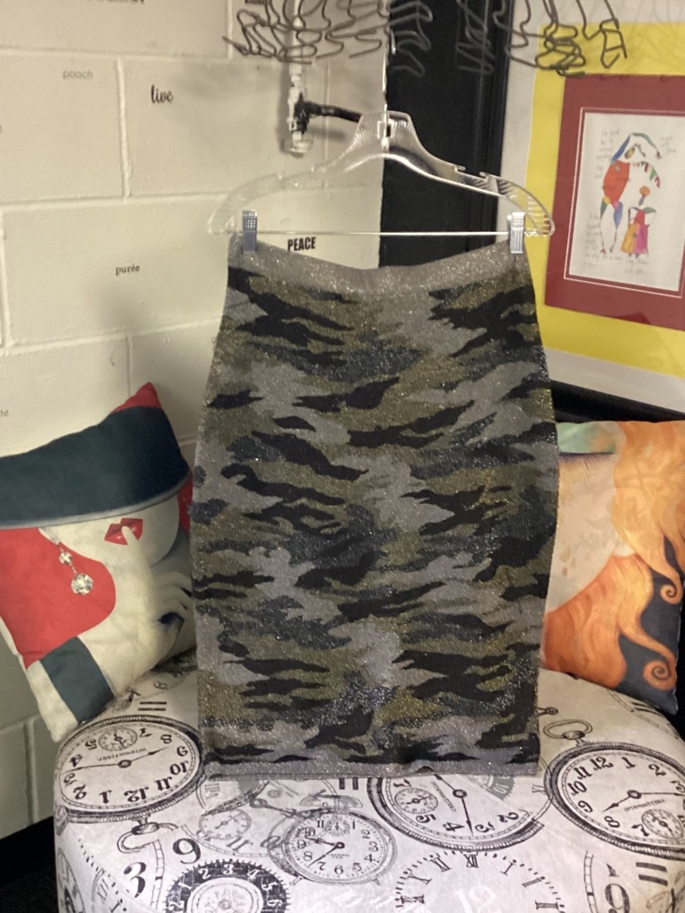Jennifer Lopez skirt camouflage sparkly absolutely beautiful new with tags L